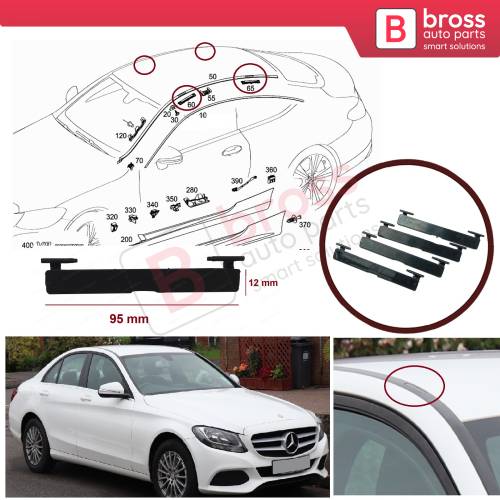 4 Pieces Roof Flap Rack Port Cover Trim A2057504100 for Mercedes C W205 95*12 mm