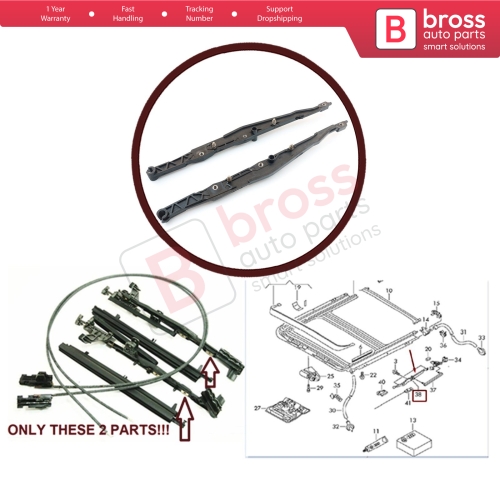 Sunroof Glass Sliding Trail Gate Guide Left Right 8D5877151A 8D5877152A for VW Audi Seat