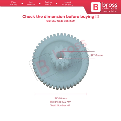 Sunroof Motor Repair Gear Diameter 36 mm Teeth Number 47 and 11 for Jeep Cherokee