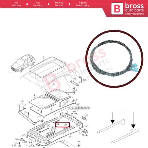 Panoramic Glass Sunroof Roller Sunblind Cable Set 1K9898870 for VW Audi Seat Skoda