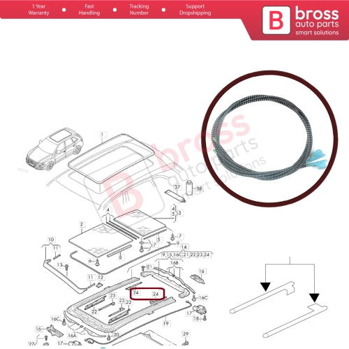 Panoramic Glass Sunroof Roller Sunblind Cable Set 1K9898870 for VW Audi Seat Skoda