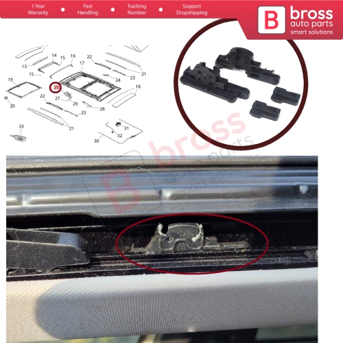 MySky Panoramic Roof Sunroof Slideway Ceiling Bracket Set for Jeep Renegade BU B1 BV 2014-On SUV Van 77368445