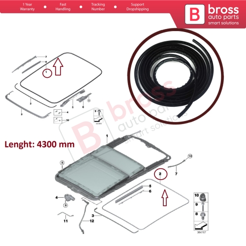 Panoramic Roof Sunroof Glass Surround Frame Seal 54107430946 for BMW 3 5 6 7 X1 X3 X5 RR31RR4