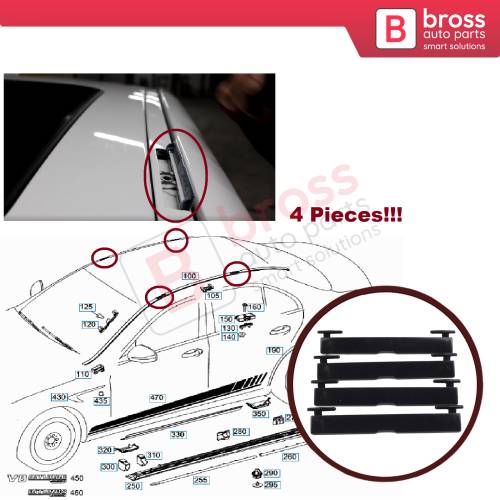 4 Pieces Roof Flap Rack Port Cover Trim A2136900182 for Mercedes E W213 S213 95*12 mm