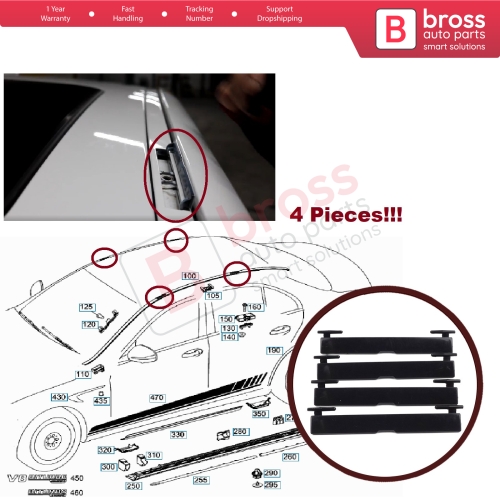 4 Pieces Roof Flap Rack Port Cover Trim A2136900182 for Mercedes E W213 S213 95*12 mm