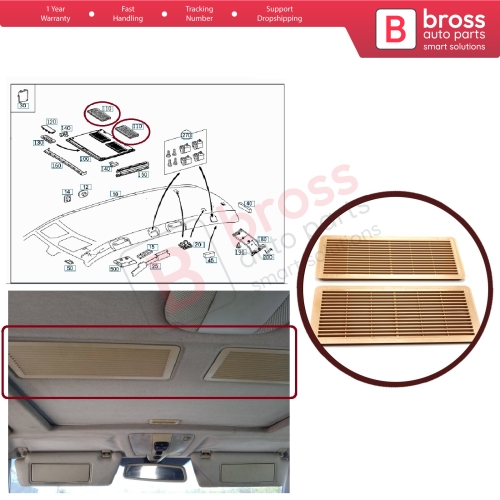 2 Pieces Sunroof Curtain Grille Vent Screen Cover Beige A2117840644 for Mercedes W202 W203 W208 W209 W210 W211 W215 W219 W220 W240 W140
