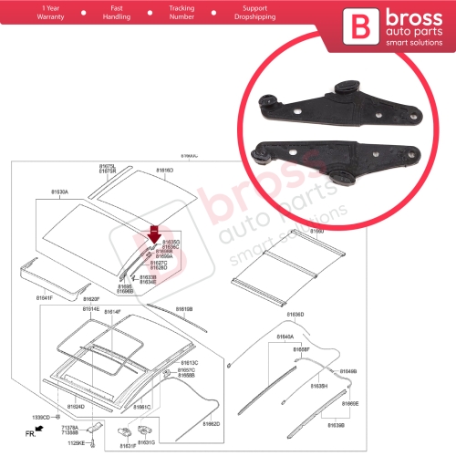 Sunroof Glass Rail Tilt Lever Metal for Hyundai i30 Elantra GT Freelander 2 L359 Qashqai Modus Grand Modus 81635A5000 