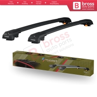 BSRTRX1Black Aluminium Roof Rack Cross Bars Rail Carrier WingBar Edge Anti-Theft Lockable Black Color Fits Raised Side Rails