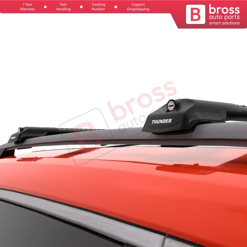 BSRTRX1Black Aluminium Roof Rack Cross Bars Rail Carrier WingBar Edge Anti-Theft Lockable Black Color Fits Raised Side Rails