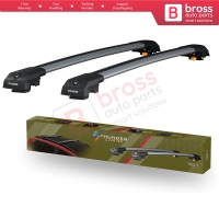 BSRTRX1Gray Aluminium Roof Rack Cross Bars Rail Carrier WingBar Edge Anti-Theft Lockable Gray Color Fits Raised Side Rails