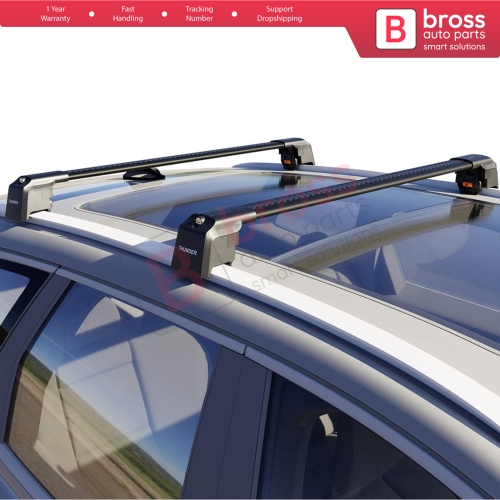 BSRTRX2Black Aluminium Roof Rack Cross Bars Rail Carrier WingBar Edge , Anti-Theft Lockable Black Color Fits Flush Rail/Integrated Rail Vehicles