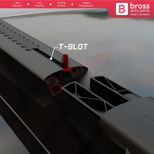 BSRTRX2Black Aluminium Roof Rack Cross Bars Rail Carrier WingBar Edge , Anti-Theft Lockable Black Color Fits Flush Rail/Integrated Rail Vehicles