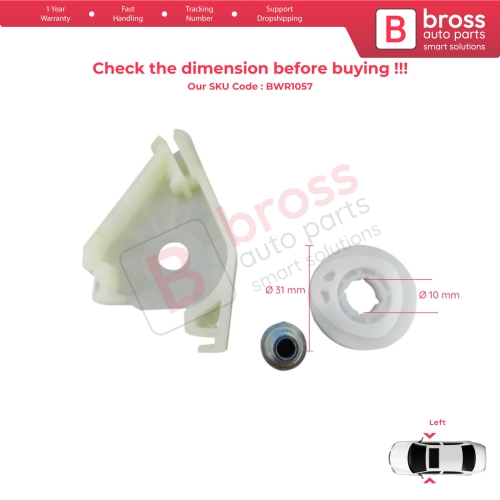 Front Window Regulator Repair Corner Pulley Wheel Clips Pin Set Left for Audi A4 S4 B6 B7 8E B8 8K Seat Exeo 3R 4/5 Door