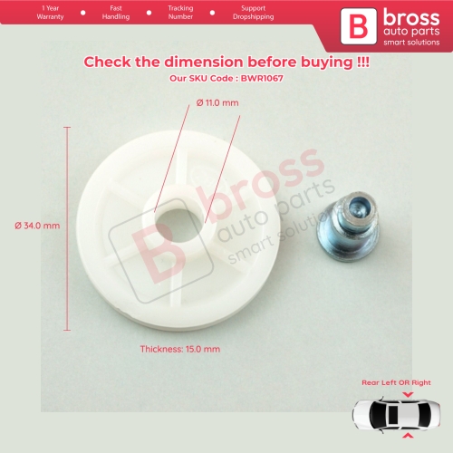Rear Window Regulator Repair Corner Cable Roller Pulley for Renault Megane MK1 X64 1996-2003 4/5 Door