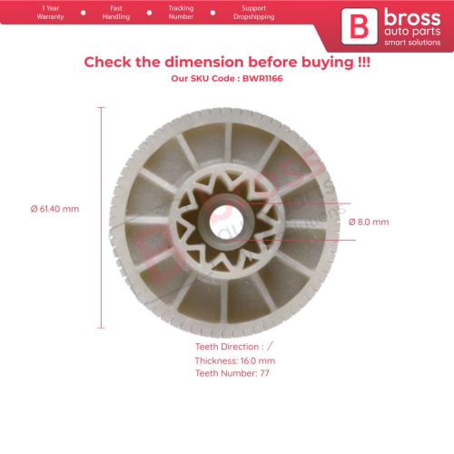 Window Regulator Motor Repair Gear For Scania Diameter 61.40 mm