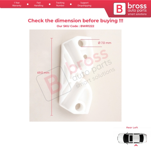 Window Regulator Repair Clips Rear Left for Mercedes CLK Class MK2 W209 C209 A209 2002-2009 2-Door Coupe Convertible A2096700103