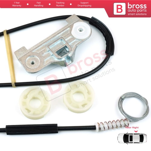 Window Regulator Repair Kit Rear Right Door for BMW 5 Series E39 1996-03/1999 4/5 Door Pre-Facelift 51358159836