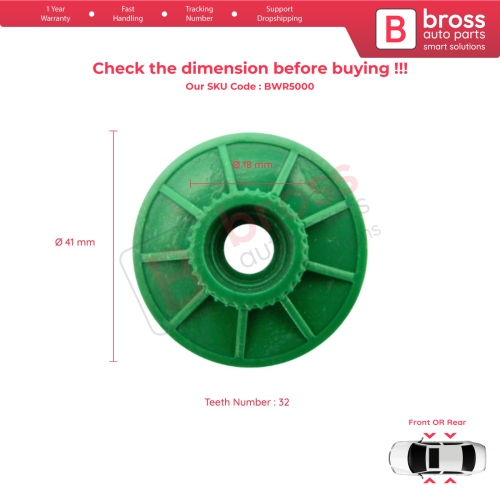 Window Regulator Motor Inner Gear for Skoda Fabia