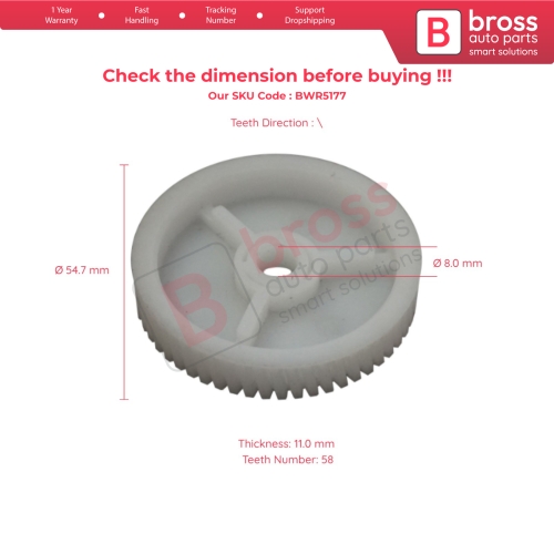 Window Regulator Motor Inner Gear for MAN Truck 58 Teeth