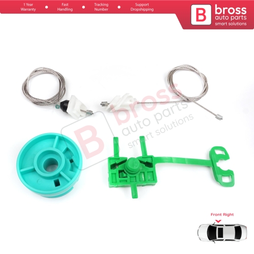 Power Window Regulator Repair Set Front Right Door for Fiat Punto MK2 188 188AX 1999-2005 3/5 Door 0046536311
