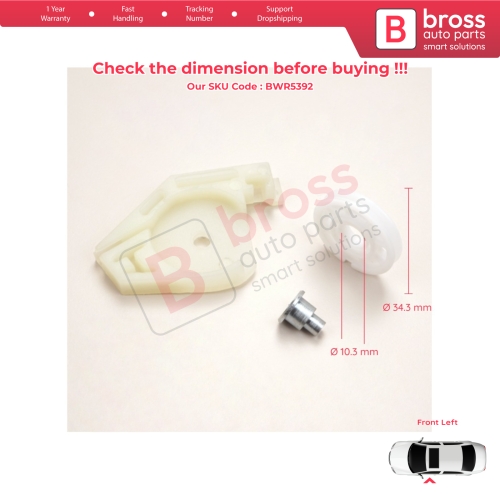 Front Left Window Regulator Repair Corner Cable Roller Pulley Clips Pin Set 2 for Fiat Doblo MK1 MPV Van 119 223 2001-2010 51718404