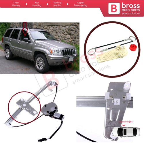 Window Regulator Repair Set Front Right Door for Jeep Grand Cherokee MK2 WJ WG 1998-2005 55076466AB