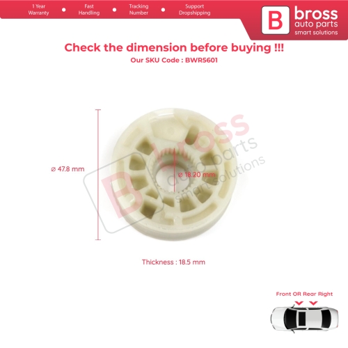 Window Regulator Repair Cable Roll Gear Reel Wheel Pulley Right for Hyundai Elantra MK5 MD UD MK6 AD ADA 2010-2022 4-Door