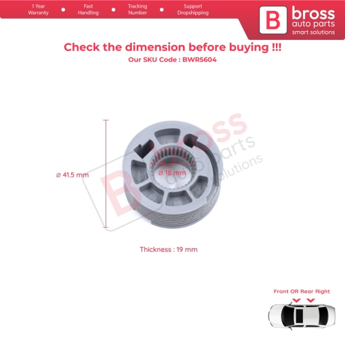 Window Regulator Repair Cable Roll Gear Reel Wheel Pulley Right Door for Land Rover Discovery MK5 L462 2017-On