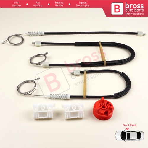 Power Window Regulator Repair Set Front Right for Renault Clio MK3 BR CR KR SR 2005-2014 5-Door 8200291147