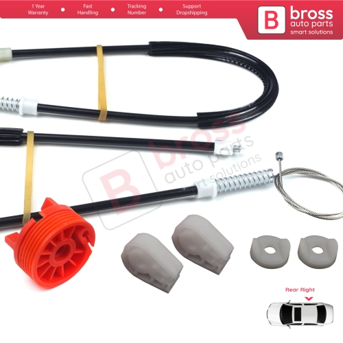 Power Window Regulator Repair Set Rear Right for Citroen C3 Pluriel MK1 Convertible 2003-2010 9643071180