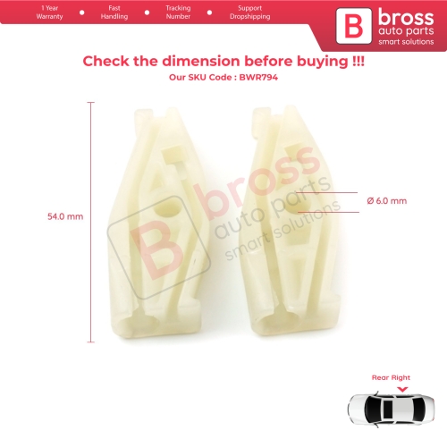 Rear Right Quarter Window Regulator Repair Clips for Renault Megane MK1 VW New Beetle 1Y7 Peugeot 206 2D 2-Door CC Coupe Cabrio