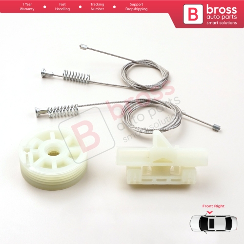 Window Regulator Repair Kit Front Right for Fiat Fiorino Qubo MK3 225 Peugeot Bipper Citroen Nemo AA 2008-2024 MPV Van 9222EN