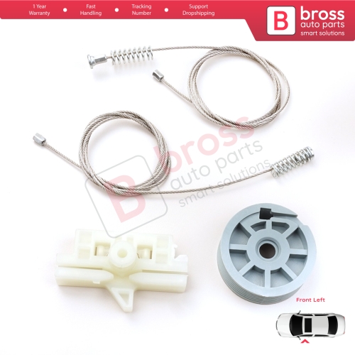 Window Regulator Repair Kit Front Left for Fiat Fiorino Qubo MK3 225 Peugeot Bipper Citroen Nemo AA 2008-2024 MPV Van 9221EP