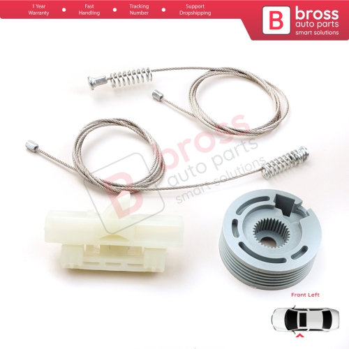 Window Regulator Repair Kit Front Left for Fiat Fiorino Qubo MK3 225 Peugeot Bipper Citroen Nemo AA 2008-2024 MPV Van 9221EP