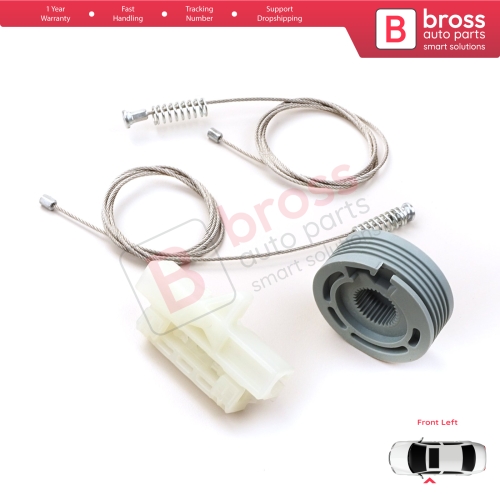 Window Regulator Repair Kit Front Left for Fiat Fiorino Qubo MK3 225 Peugeot Bipper Citroen Nemo AA 2008-2024 MPV Van 9221EP