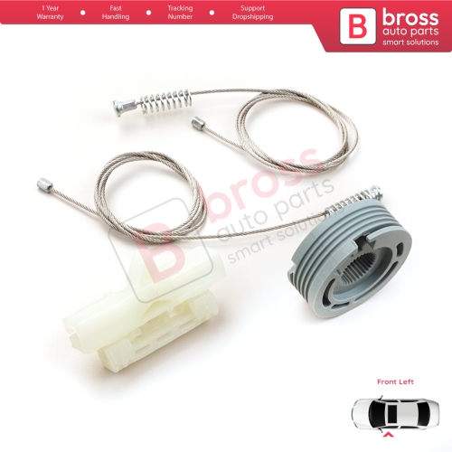 Window Regulator Repair Kit Front Left for Fiat Fiorino Qubo MK3 225 Peugeot Bipper Citroen Nemo AA 2008-2024 MPV Van 9221EP