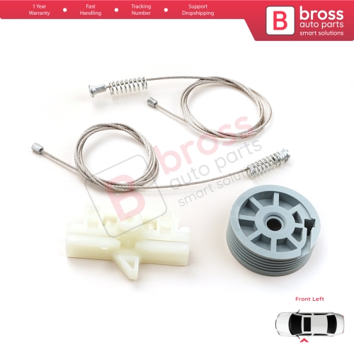 Window Regulator Repair Kit Front Left for Fiat Fiorino Qubo MK3 225 Peugeot Bipper Citroen Nemo AA 2008-2024 MPV Van 9221EP