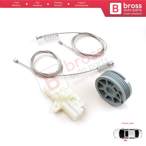 Window Regulator Repair Kit Front Left for Fiat Fiorino Qubo MK3 225 Peugeot Bipper Citroen Nemo AA 2008-2024 MPV Van 9221EP