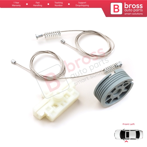 Window Regulator Repair Kit Front Left for Fiat Fiorino Qubo MK3 225 Peugeot Bipper Citroen Nemo AA 2008-2024 MPV Van 9221EP
