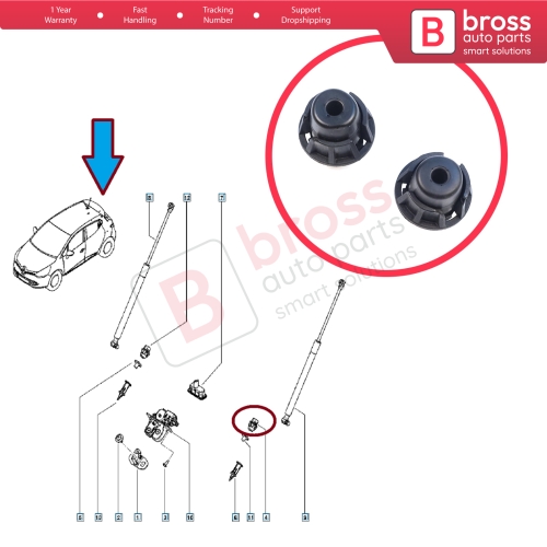 Rear Trunk Tailgate Stop Buffer for Renault Clio 2 3 4 Megane 2 3 Captur 1 Fluence Espace Dacia Duster Logan 2 Dokker Sandero Lodgy 658296965R