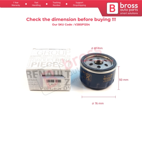 Oil Filter Genuine Renault MAIS 7700274177 for VAZ Lada Largus K7M K4M 2012-On 5-Door Station Wagon Van Cross