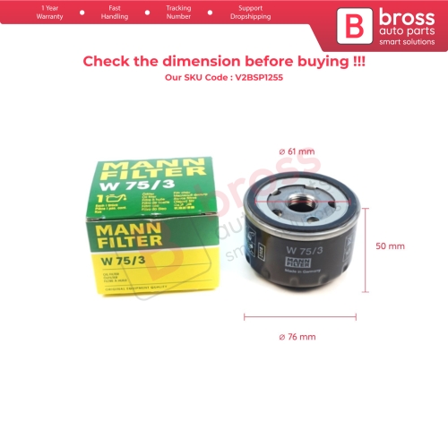 Oil Filter Genuine MANN W75/3 W 75/3 7700274177 for VAZ Lada Largus K7M K4M 2012-On 5-Door Station Wagon Van Cross