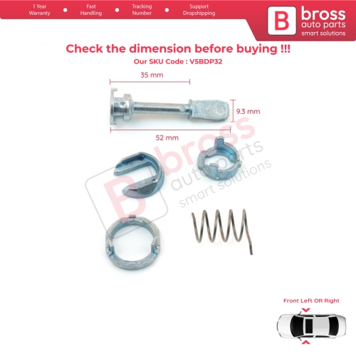 Front Door Lock Barrel Repair Kit 51.5 mm for VW Passat B5 GP 3BG 3B3 3B6 2000-2005 3B0837167
